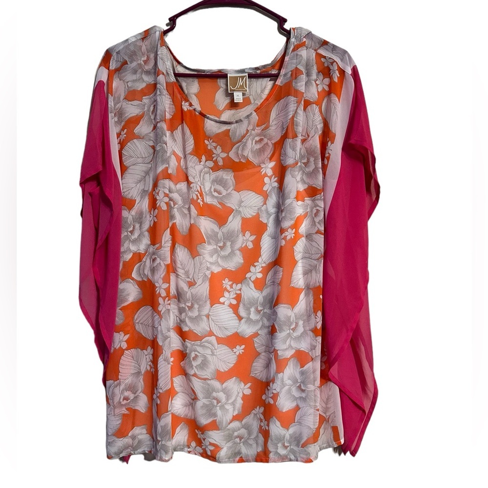 JM Collection Orange and Pink Size XL Blouse